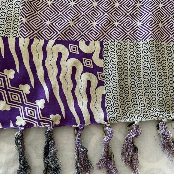 0059/ purple Multicolor Poncho with fringed, Batik Poncho with fringed - Picture 8 of 9